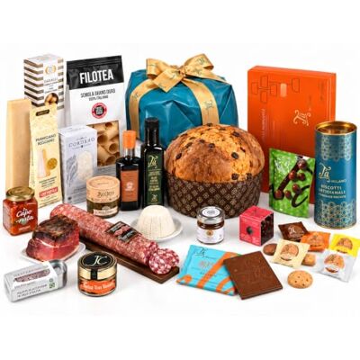 Passerini T'a Milano CORTINA Cesto Natalizio Gourmet, Panettone Artigianale e Specialita Dolci e Salate, 23 Pezzi, 4,31 kg Passerini T'a Milano CORTINA Cesto Natalizio Gourmet, Panettone Artigianale e Specialita Dolci e Salate, 23 Pezzi, 4,31 kg