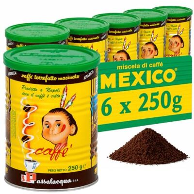 Passalacqua Mexico Caffè Premium Macinato – 6 Lattine 250g (1,5kg) Tostatura Autentica Napoletana 100% Arabica Ideale per Moka ed Espresso Dolce e Aromatico Note di Miele, Nocciole e Caramello Passalacqua Mexico Caffè Premium Macinato – 6 Lattine 250g (1,5kg) Tostatura Autentica Napoletana 100% Arabica Ideale per Moka ed Espresso Dolce e Aromatico Note di Miele, Nocciole e Caramello