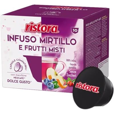 Ristora 40 Blueberry and Mixed Fruit Infused Capsules compatible with Nescafé Dolce Gusto Ristora 40 Blueberry and Mixed Fruit Infused Capsules compatible with Nescafé Dolce Gusto