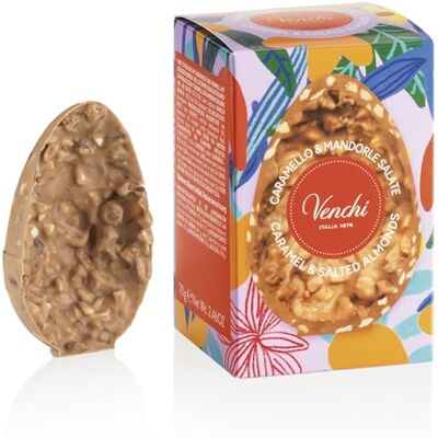 Venchi Uovo di Cioccolato Mignon al Caramello e Mandorle Salate, 70 Gr, con Granella di Mandorle Tostate, Senza Glutine, Collezione Pasqua , Idea Regalo Venchi Uovo di Cioccolato Mignon al Caramello e Mandorle Salate, 70 Gr, con Granella di Mandorle Tostate, Senza Glutine, Collezione Pasqua , Idea Regalo