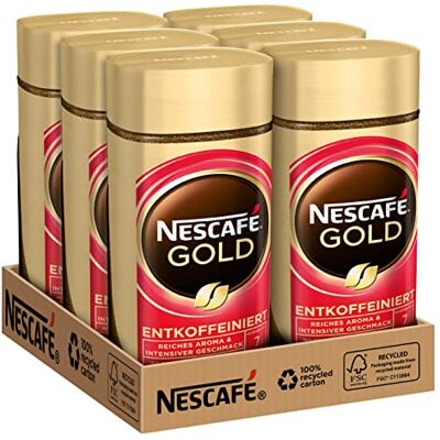 Nescafe NESCAFÉ GOLD Decaffeinato, caffè in grani solubile, decaffeinato (6 x 100g) Nescafe NESCAFÉ GOLD Decaffeinato, caffè in grani solubile, decaffeinato (6 x 100g)