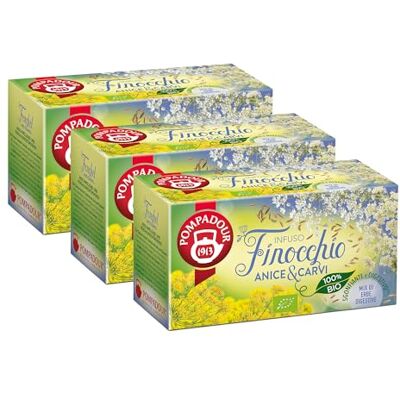 Pompadour , Infuso Finocchio, Anice e Carvi, 54 Filtri (3 Confezioni da 18 Filtri), Mix di Erbe Digestive, Effetto Sgonfiante, Senza Lattosio, Glutine e Allergeni, Vegan Pompadour , Infuso Finocchio, Anice e Carvi, 54 Filtri (3 Confezioni da 18 Filtri), Mix di Erbe Digestive, Effetto Sgonfiante, Senza Lattosio, Glutine e Allergeni, Vegan