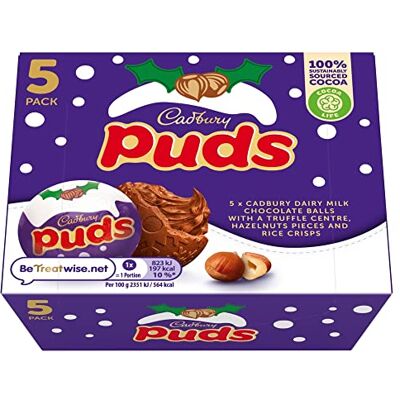 Cadbury Confezione multipla di budini natalizi al latte, budini al cioccolato con centro tartufo, pezzi di nocciola e patatine di riso, dolcetti natalizi da regalare o condividere, 35 g (confezione da Cadbury Confezione multipla di budini natalizi al latte, budini al cioccolato con centro tartufo, pezzi di nocciola e patatine di riso, dolcetti natalizi da regalare o condividere, 35 g (confezione da