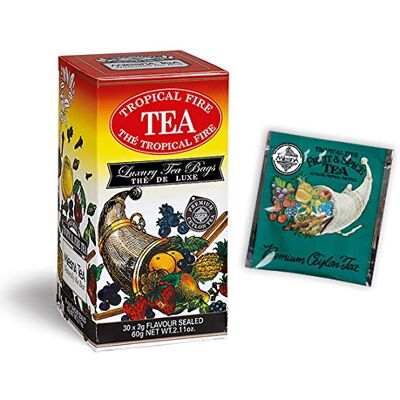 Mlesna Tè Tropical Fire Tea Confezione da 180 filtri salvaroma laminati in 6 comodi dispenser da filtri l'uno Tè nero di Ceylon con essenze naturali di frutti tropicali, cannella e cardamomo Mlesna Tè Tropical Fire Tea Confezione da 180 filtri salvaroma laminati in 6 comodi dispenser da filtri l'uno Tè nero di Ceylon con essenze naturali di frutti tropicali, cannella e cardamomo