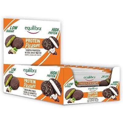 Equilibra Alimenti Proteici, Protein Pleasure Pistacchio & Dark Choco, Cialda con Crema Proteica Ricoperta di Cioccolato, Low Sugar, High Protein, Senza Glutine e Olio di Palma, 24 Confezioni da 34 g Equilibra Alimenti Proteici, Protein Pleasure Pistacchio & Dark Choco, Cialda con Crema Proteica Ricoperta di Cioccolato, Low Sugar, High Protein, Senza Glutine e Olio di Palma, 24 Confezioni da 34 g