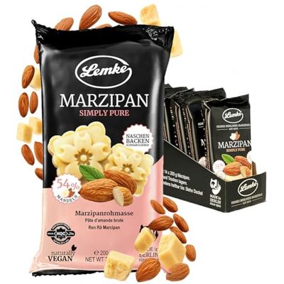 Lemke - Feines Berliner Marzipan seit 1902 Lemke Marzapan/Backmarzapan – Simply Pure – Massa di marzapane senza alcol (Tray 14 x 200 g) Lemke - Feines Berliner Marzipan seit 1902 Lemke Marzapan/Backmarzapan – Simply Pure – Massa di marzapane senza alcol (Tray 14 x 200 g)