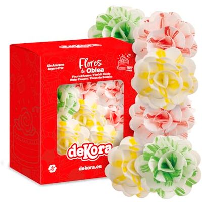 dekora – Fiori commestibili per torte – 6 rose in cialda, 7 cm, Senza zucchero, glutine e lattosio, Tre colori – Decorazioni commestibili per Cupcake, Matrimonio, Compleanno, Battesimo dekora – Fiori commestibili per torte – 6 rose in cialda, 7 cm, Senza zucchero, glutine e lattosio, Tre colori – Decorazioni commestibili per Cupcake, Matrimonio, Compleanno, Battesimo