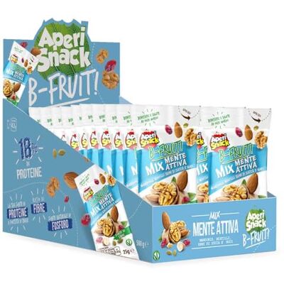 APERI SNACK B-Fruit APS02.005 Astuccio 20 Snack Monodose – Mix Mente Attiva (Mandorle, Noci, Mirtilli, Semi di Zucca) – Frutta Secca 100% Naturale – 20 monoporzioni x 25 g – casa e rivendita APERI SNACK B-Fruit APS02.005 Astuccio 20 Snack Monodose – Mix Mente Attiva (Mandorle, Noci, Mirtilli, Semi di Zucca) – Frutta Secca 100% Naturale – 20 monoporzioni x 25 g – casa e rivendita