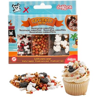 dekora – Zuccherini decorativi per dolci Mix pirati, Sprinkles per torte e cupcake, Codette colorate di zucchero, Decorazioni commestibili per torte di compleanno per bambini, Senza glutine 70g dekora – Zuccherini decorativi per dolci Mix pirati, Sprinkles per torte e cupcake, Codette colorate di zucchero, Decorazioni commestibili per torte di compleanno per bambini, Senza glutine 70g