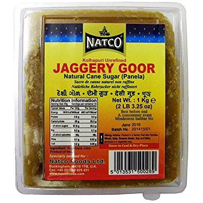 Natco Jaggery Goor (Kolhapuri non raffinato) Panela 1kg x 2 Natco Jaggery Goor (Kolhapuri non raffinato) Panela 1kg x 2