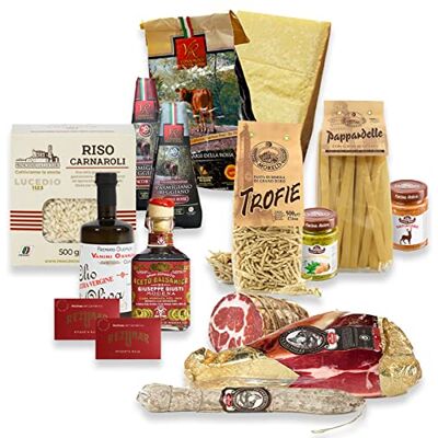 YesEatIs Box Gourmet Cesto Regalo con Parmigiano Reggiano DOP, Salumi di Parma, Pasta Artigianale, Riso Carnaroli e Specialità Gastronomiche YesEatIs Box Gourmet Cesto Regalo con Parmigiano Reggiano DOP, Salumi di Parma, Pasta Artigianale, Riso Carnaroli e Specialità Gastronomiche