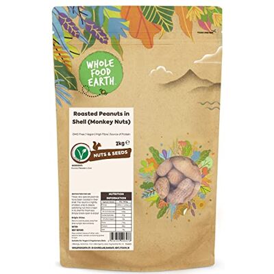 Wholefood Earth Arachidi tostate in guscio, noccioline, senza OGM, vegane, senza latticini, senza zuccheri aggiunti, 2 kg Wholefood Earth Arachidi tostate in guscio, noccioline, senza OGM, vegane, senza latticini, senza zuccheri aggiunti, 2 kg