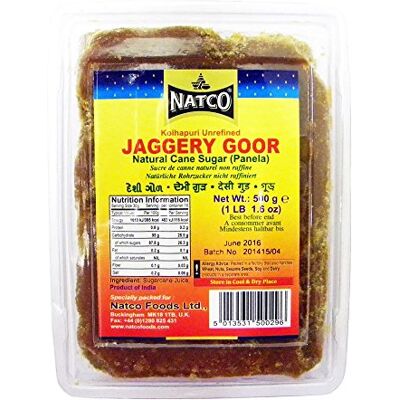 Natco Kolhapuri Jaggery Goor Panela non raffinato 500 g Natco Kolhapuri Jaggery Goor Panela non raffinato 500 g