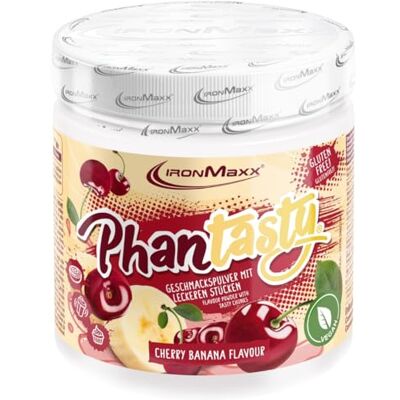 IronMaxx Phantasty Cherry Banana 250g Barattolo Polvere aromatizzante vegana con veri pezzi di frutta o frutta secca Perfetto sostituto dello zucchero. IronMaxx Phantasty Cherry Banana 250g Barattolo Polvere aromatizzante vegana con veri pezzi di frutta o frutta secca Perfetto sostituto dello zucchero.