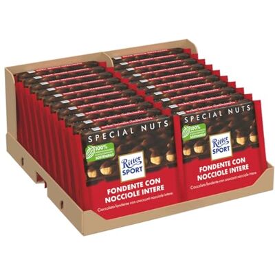 Ritter Sport Fondente Nocciole Intere, Tavoletta di Cioccolato Fondente con Nocciole Intere, 20 Pezzi x 100g Ritter Sport Fondente Nocciole Intere, Tavoletta di Cioccolato Fondente con Nocciole Intere, 20 Pezzi x 100g