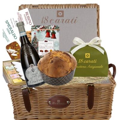 18 carati Cesto Regalo Natalizio Panettone 1 kg Lugana Ca dei Frati Torrone e Calissons 275g Biscotti Cioccolato e Pistacchio 260g Latta Natalizia Biscotti 320g 18 carati Cesto Regalo Natalizio Panettone 1 kg Lugana Ca dei Frati Torrone e Calissons 275g Biscotti Cioccolato e Pistacchio 260g Latta Natalizia Biscotti 320g