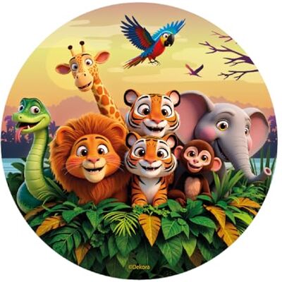 dekora , Cialda per Torta Animali della Giungla, Disco Commestibile in Ostia per Bambini, Decorazione per Torte di Compleanno, Tema Safari e Foresta, Facile da Usare, Senza Glutine, Diametro 20 cm dekora , Cialda per Torta Animali della Giungla, Disco Commestibile in Ostia per Bambini, Decorazione per Torte di Compleanno, Tema Safari e Foresta, Facile da Usare, Senza Glutine, Diametro 20 cm