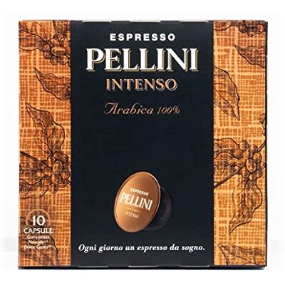 Pellini Intenso 100% Arabica, 60 Capsule Compatibili Dolce Gusto dall'Aroma Corposo e Intenso con Note di Pane Tostato e Cacao, Tostatura Decisa, 6 Confezioni da 10 Capsule Pellini Intenso 100% Arabica, 60 Capsule Compatibili Dolce Gusto dall'Aroma Corposo e Intenso con Note di Pane Tostato e Cacao, Tostatura Decisa, 6 Confezioni da 10 Capsule