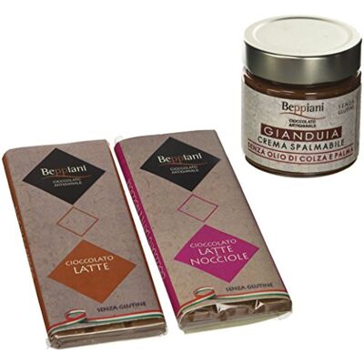 Beppiani Set Degustazione Cioccolato al Latte e Crema Spalmabile alla Gianduia – Cioccolato Artigianale 630 gr. Beppiani Set Degustazione Cioccolato al Latte e Crema Spalmabile alla Gianduia – Cioccolato Artigianale 630 gr.