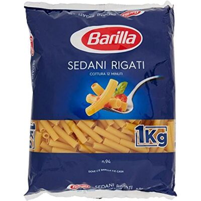 Barilla Pasta Sedani Rigati di Grano Duro, 1 kg x 12 confezioni Barilla Pasta Sedani Rigati di Grano Duro, 1 kg x 12 confezioni