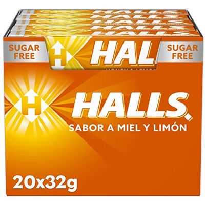 Halls - Miele Limone - Senza Zucchero - 20 Confezioni - Pastiglie per Tosse Halls - Miele Limone - Senza Zucchero - 20 Confezioni - Pastiglie per Tosse