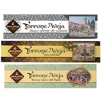 Dolci Aveja Tris Torroni Cioccolato-Bianco Mandorle-Nocciolato Gianduia 580 gr Dolci Aveja Tris Torroni Cioccolato-Bianco Mandorle-Nocciolato Gianduia 580 gr