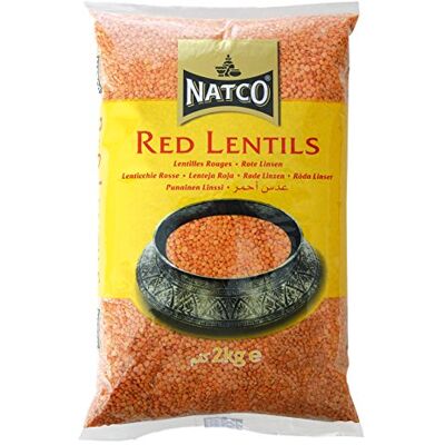 Natco Lenticchie rosse, 2 kg (confezione da 2) Natco Lenticchie rosse, 2 kg (confezione da 2)