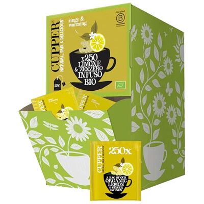 CUPPER Limone e Zenzero Infuso Bio Formato Maxi 250 Bustine CUPPER Limone e Zenzero Infuso Bio Formato Maxi 250 Bustine