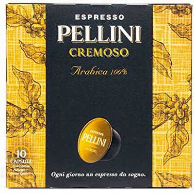 Pellini Cremoso 100% Arabica, 60 Capsule Compatibili Dolce Gusto, Cremoso con Note Floreali e Fruttate, Miscela 100% Arabica a Tostatura Media, 6 Confezioni da 10 Capsule Pellini Cremoso 100% Arabica, 60 Capsule Compatibili Dolce Gusto, Cremoso con Note Floreali e Fruttate, Miscela 100% Arabica a Tostatura Media, 6 Confezioni da 10 Capsule