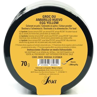 Sosa Colorante in Polvere Colore Giallo Uovo Pasticceria Ideale 50 Grammi Sosa Colorante in Polvere Colore Giallo Uovo Pasticceria Ideale 50 Grammi