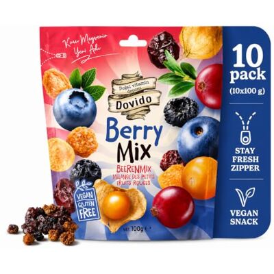 Dovido mix bacche 100 g mirtillo rosso mirtilli vegano senza glutine 10 pz Dovido mix bacche 100 g mirtillo rosso mirtilli vegano senza glutine 10 pz