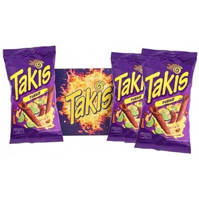 Takis Fuego Tortilla Chips, peperoncino piccante e lime, extra piccante snack messicano di mais, Multipack 3 x 100g Takis Fuego Tortilla Chips, peperoncino piccante e lime, extra piccante snack messicano di mais, Multipack 3 x 100g