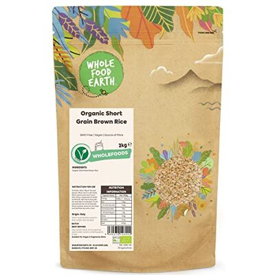 Wholefood Earth Riso integrale biologico a cottura rapida, 2 kg, senza OGM, vegano, fonte di fibre, certificato biologico Wholefood Earth Riso integrale biologico a cottura rapida, 2 kg, senza OGM, vegano, fonte di fibre, certificato biologico
