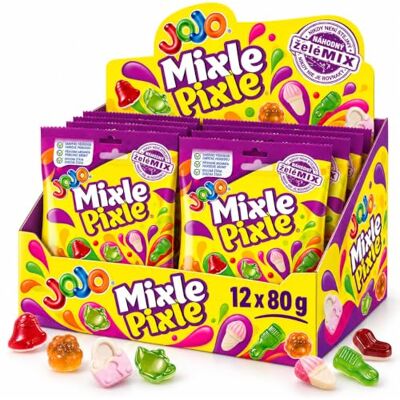 Nestlé JOJO Mixle Pixle, assortimento di caramelle gommose ai gusti di frutta, 12 × 80 g Nestlé JOJO Mixle Pixle, assortimento di caramelle gommose ai gusti di frutta, 12 × 80 g