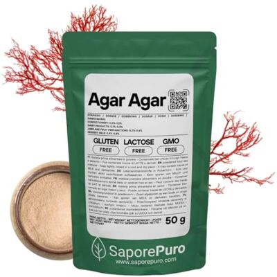 SaporePuro AGAR AGAR in polvere 50 gr 500 gr 1000 gr Gelificante naturale SENZA GLUTINE ideale per cucina molecolare, addensante per dolci, marmellate, budini e gelati SaporePuro AGAR AGAR in polvere 50 gr 500 gr 1000 gr Gelificante naturale SENZA GLUTINE ideale per cucina molecolare, addensante per dolci, marmellate, budini e gelati