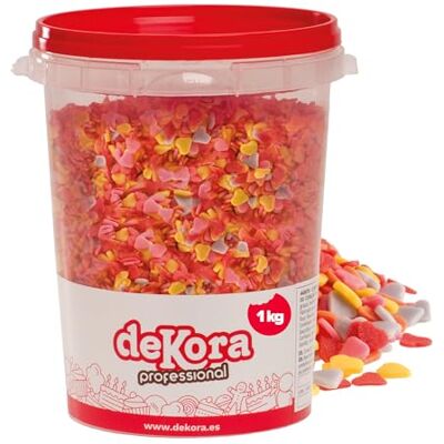 dekora – Sprinkles di zucchero a forma di cuore multicolore, 1 kg – Codette e zuccherini per decorazioni dolci e torte – Perfetti per San Valentino dekora – Sprinkles di zucchero a forma di cuore multicolore, 1 kg – Codette e zuccherini per decorazioni dolci e torte – Perfetti per San Valentino
