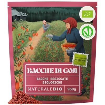 NaturaleBio Bacche di Goji Bio Essiccate come Snack 950 g. Bacche di goji essiccate, ricche di fibre per smoothie, bowl, dolci e snack. NaturaleBio Bacche di Goji Bio Essiccate come Snack 950 g. Bacche di goji essiccate, ricche di fibre per smoothie, bowl, dolci e snack.