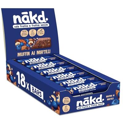Nakd Muffin Mirtillo Barre di Frutta e Noci Naturali - Vegano - Senza Glutine - S Nakd Muffin Mirtillo Barre di Frutta e Noci Naturali - Vegano - Senza Glutine - S