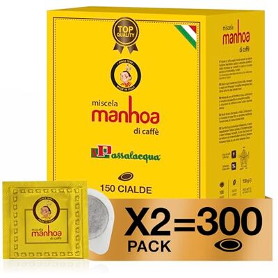 Passalacqua Caffè Manhoa – 300 Cialde ESE 44mm (due confezioni da 150) Tostatura Autentica Napoletana 75% Arabica Dolce e Aromatico con Note di Miele, Cioccolato e Caramello Made in Italy Passalacqua Caffè Manhoa – 300 Cialde ESE 44mm (due confezioni da 150) Tostatura Autentica Napoletana 75% Arabica Dolce e Aromatico con Note di Miele, Cioccolato e Caramello Made in Italy
