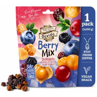 Dovido mix bacche 100 g mirtillo rosso mirtilli golden berry vegano Dovido mix bacche 100 g mirtillo rosso mirtilli golden berry vegano