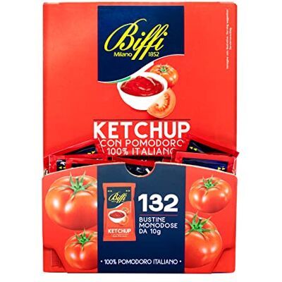 Biffi Ketchup con pomodoro 100% Italiano Monodose 132 bustine monoporzione da 10 g Biffi Ketchup con pomodoro 100% Italiano Monodose 132 bustine monoporzione da 10 g