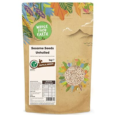 Wholefood Earth Semi di sesamo non decorticati, 1 kg, senza OGM, naturali, fonte di fibre e proteine Wholefood Earth Semi di sesamo non decorticati, 1 kg, senza OGM, naturali, fonte di fibre e proteine