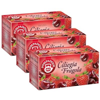 Pompadour , Infuso Ciliegia e Fragola, 60 Filtri (3 Confezioni da 20 Filtri), Dolce e Fruttato, Piace anche ai Bambini, Senza Lattosio, Glutine e Allergeni, Vegan Pompadour , Infuso Ciliegia e Fragola, 60 Filtri (3 Confezioni da 20 Filtri), Dolce e Fruttato, Piace anche ai Bambini, Senza Lattosio, Glutine e Allergeni, Vegan