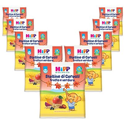 HiPP Stelline Di Cereali Bio Alla Frutta E Verdura, Cereali Biologici Soffiati, Arricchiti con Succhi di Carota, Zucca, Barbabietola, Mela e Ribes, 9 Confezioni Da 30 G, 270 Grammi HiPP Stelline Di Cereali Bio Alla Frutta E Verdura, Cereali Biologici Soffiati, Arricchiti con Succhi di Carota, Zucca, Barbabietola, Mela e Ribes, 9 Confezioni Da 30 G, 270 Grammi