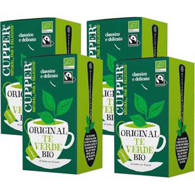 CUPPER Tè Verde Biologico Fairtrade, Gusto Delicato e Raffinato, Tè Verde da Agricoltura Biologica, Filtri 100% Biodegradabili, 4 Confezioni da 20 bustine di tè, Totale 80 bustine CUPPER Tè Verde Biologico Fairtrade, Gusto Delicato e Raffinato, Tè Verde da Agricoltura Biologica, Filtri 100% Biodegradabili, 4 Confezioni da 20 bustine di tè, Totale 80 bustine