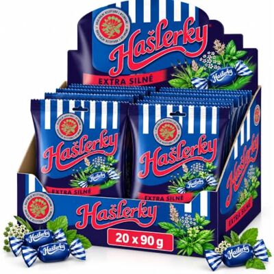 Nestlé Caramelle Hašlerky Extra Strong alle erbe e al mentolo 20 x 90 g (1,8 kg) Nestlé Caramelle Hašlerky Extra Strong alle erbe e al mentolo 20 x 90 g (1,8 kg)