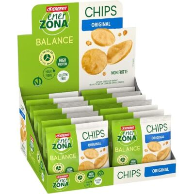 Enervit , Enerzona Chips Croccanti Gusto Original, 14 Bustine da 23g Snack Leggero e Proteico, Ricco di Proteine e Fibre, 100% Vegetale, Senza Glutine, Ideale come Spuntino Enervit , Enerzona Chips Croccanti Gusto Original, 14 Bustine da 23g Snack Leggero e Proteico, Ricco di Proteine e Fibre, 100% Vegetale, Senza Glutine, Ideale come Spuntino