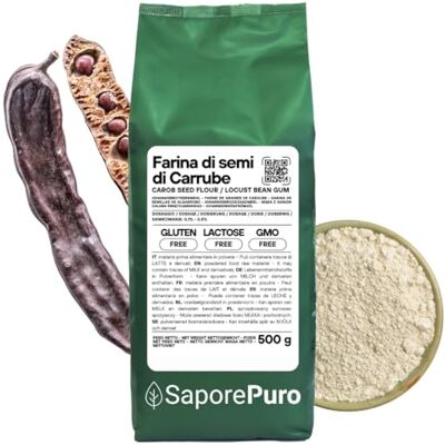 SaporePuro Farina di Semi di Carrube 500 gr SENZA GLUTINE Addensante e gelificante naturale 100% puro Ideale per Gelati, Sorbetti, Dolci e Salse SaporePuro Farina di Semi di Carrube 500 gr SENZA GLUTINE Addensante e gelificante naturale 100% puro Ideale per Gelati, Sorbetti, Dolci e Salse