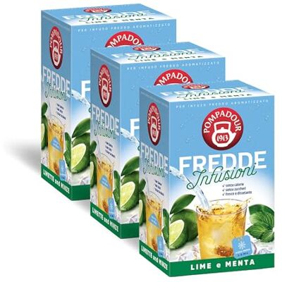 Pompadour , Fredde Infusioni Lime & Menta, 54 Filtri (3 Confezioni da 18 Filtri), Dissetante e Rinfrescante, Ideale nelle Giornate Estive, Senza Lattosio, Glutine e Allergeni Pompadour , Fredde Infusioni Lime & Menta, 54 Filtri (3 Confezioni da 18 Filtri), Dissetante e Rinfrescante, Ideale nelle Giornate Estive, Senza Lattosio, Glutine e Allergeni