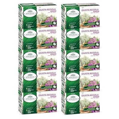 L'Angelica , Tisana Giusta Regola Active, Tisana Funzionale per Favorire la Regolarità Intestinale, Formula Potenziata Con Psillio e Estratto di Prugna, 10 Confezioni da 18 Filtri L'Angelica , Tisana Giusta Regola Active, Tisana Funzionale per Favorire la Regolarità Intestinale, Formula Potenziata Con Psillio e Estratto di Prugna, 10 Confezioni da 18 Filtri
